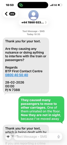 Первый раз написала на номер British Transport Police, который уже набил оскомину своим рекламным слоганом: See it sa...